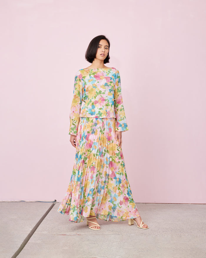 FIREBIRD CHIFFON COWL TOP LOLLY FLORAL