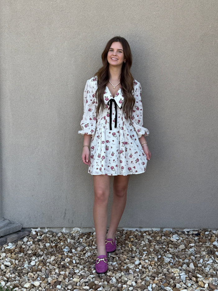 Floral Dress Velvet Ties