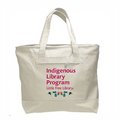 Floral-Embroidered Tote Bag with Zipper