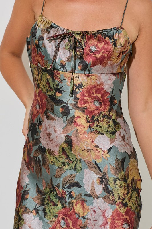 Floral Satin Slip Dress image 1