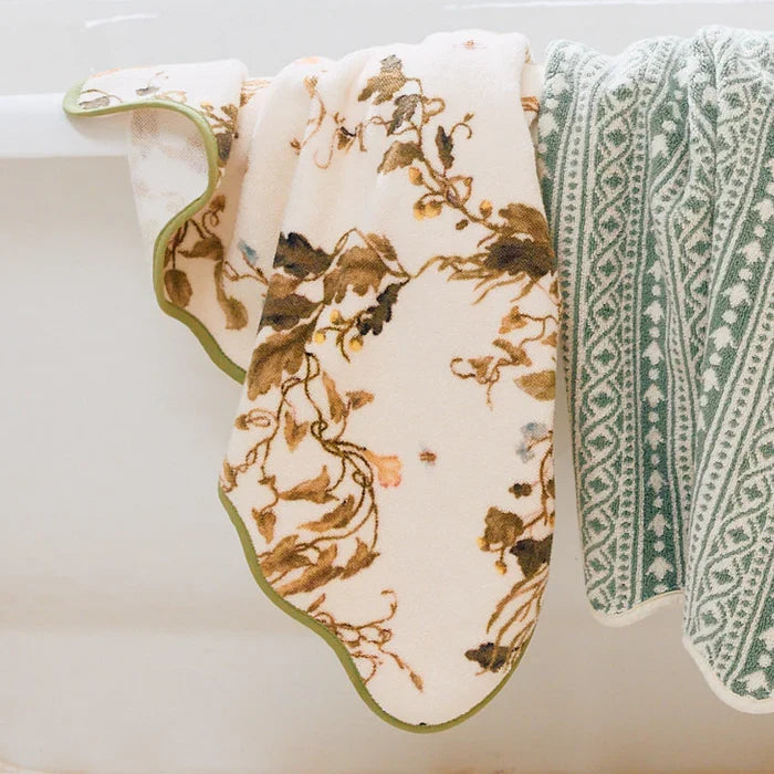 Floral Scallop Bath Towel | Leah O’Connell Vivian Magnolia