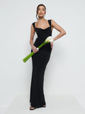Marina Is 5'7.5" & Wears Size UK 8|Florence Cowl Neck Jersey Maxi Bridesmaid Dress - Black