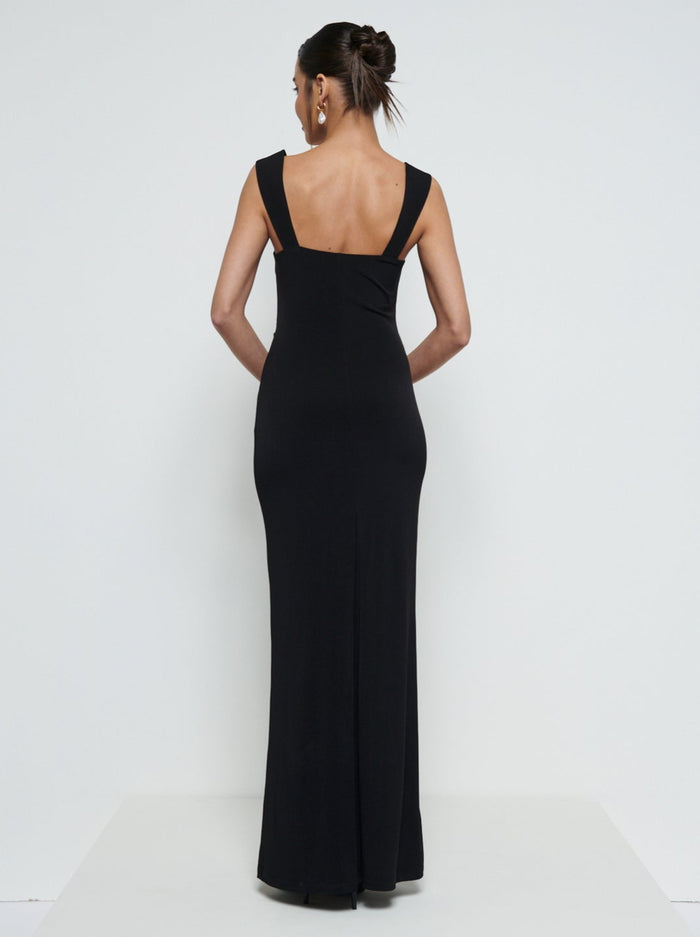 Marina Is 5'7.5" & Wears Size UK 8|Florence Cowl Neck Jersey Maxi Bridesmaid Dress - Black