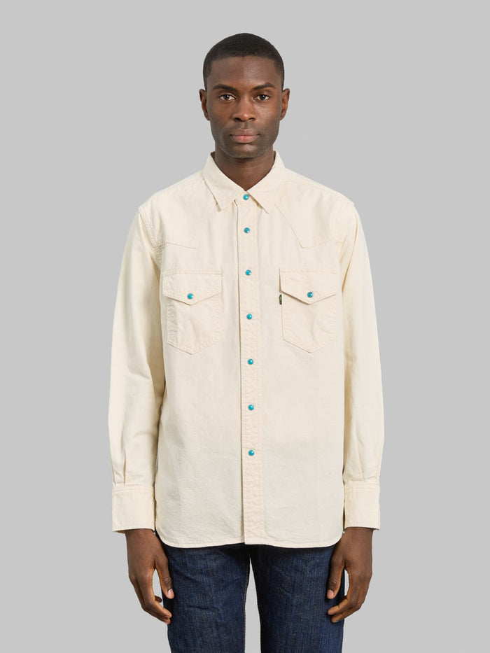 Fob Factory F3512 Western Shirt Ecru fit