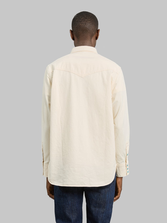 Fob Factory F3512 Western Shirt Ecru back fit