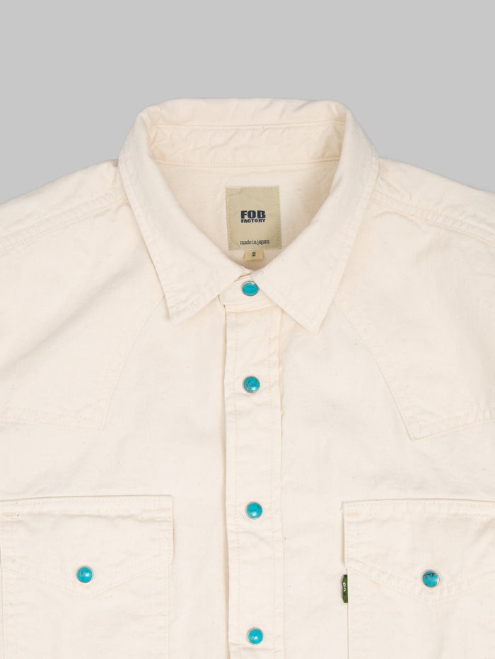 Fob Factory F3512 Western Shirt Ecru front pockets