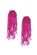 FOUNTAIN PINK GLASS BEADED TASSEL EARRINGS
