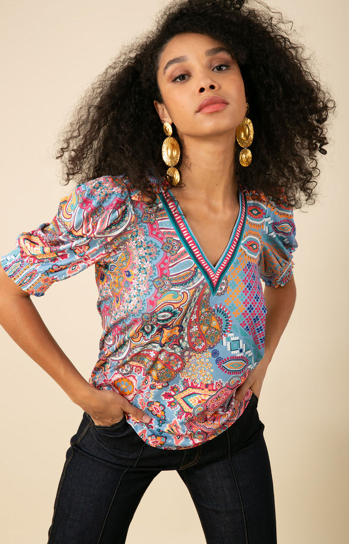 Frances Jersey Top, color_blue