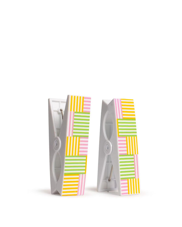 The Royal Standard Freeport Stripe Beach Towel Clips (Set of 2) Pink, Green, Orange