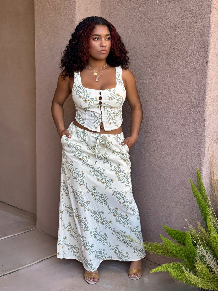 Fresh Bloom Linen Skirt Set image 0