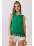 TCEC Fringe Hem Sleeveless Top | Green