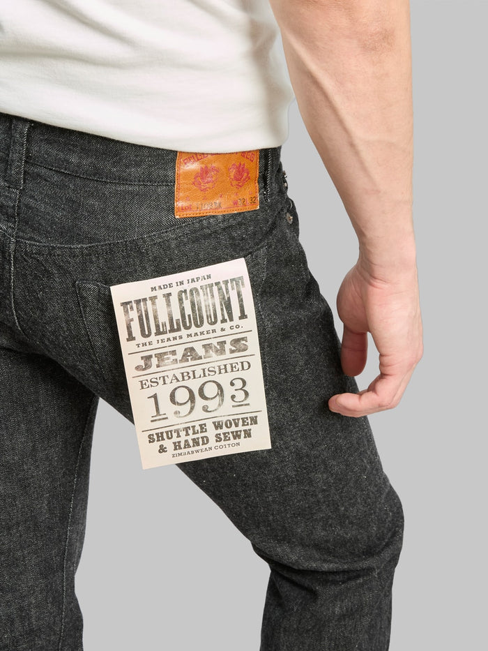 Fullcount 1108BK Slim Straight Black Jeans back pocket