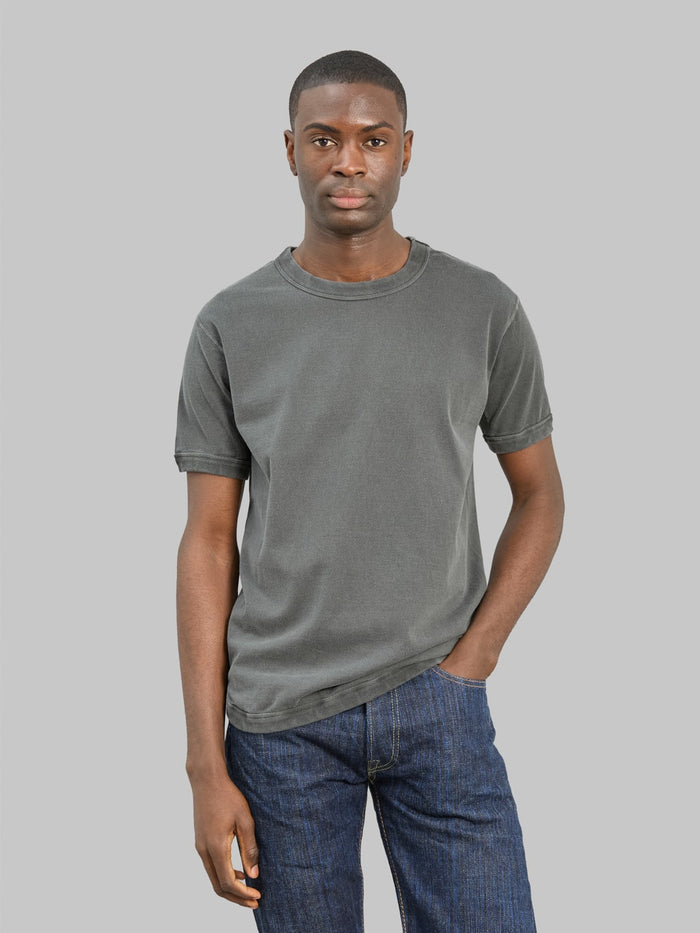 Fullcount 5222 Flat Seam Heavyweight TShirt Ink Black styled