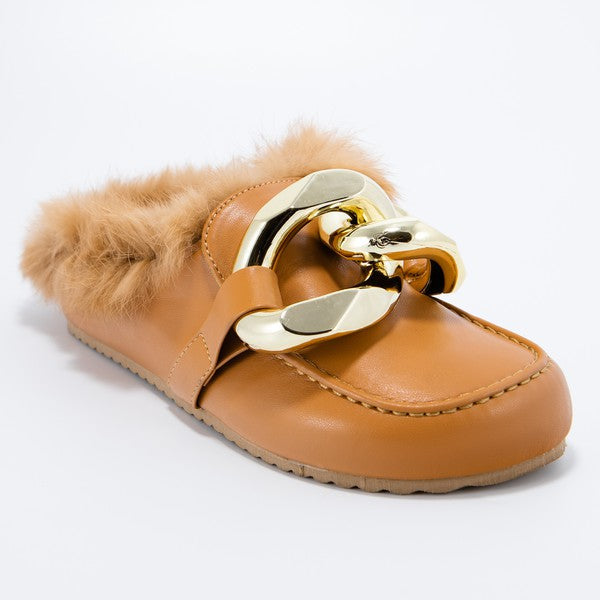 Fury Glam Flat Mules (Camel) image 1