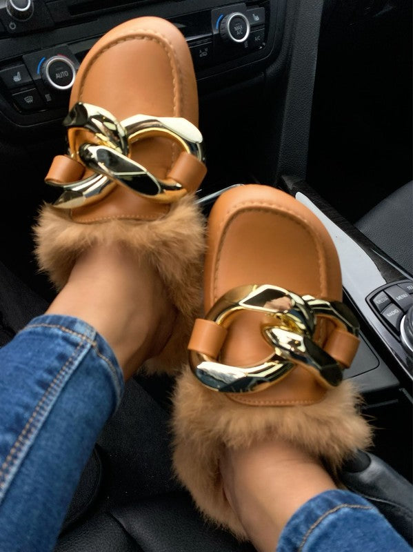 Fury Glam Flat Mules (Camel) image 3
