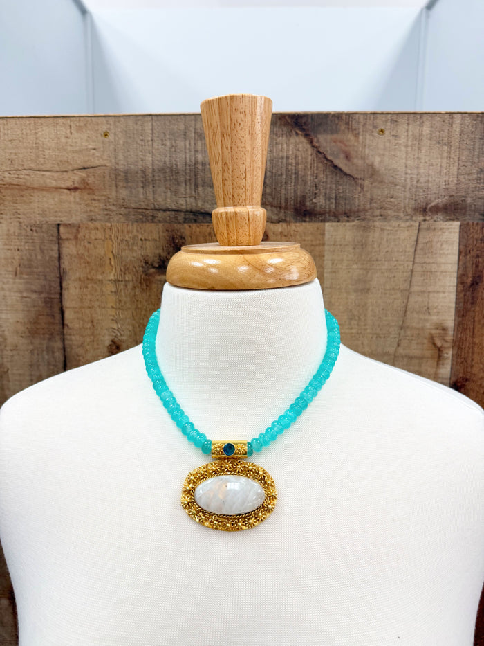Gemstone Pendant on Rondelle Necklace