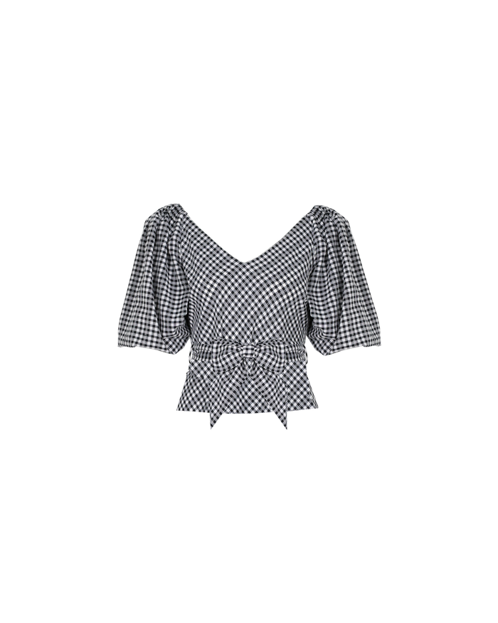GEN GINGHAM TOP BLACK GINGHAM