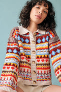 GiGi Knitwear - Beige Multicolor Bee Garden Cardigan - Kalifornia Jean Bar