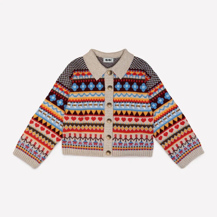 GiGi Knitwear - Beige Multicolor Bee Garden Cardigan - Kalifornia Jean Bar