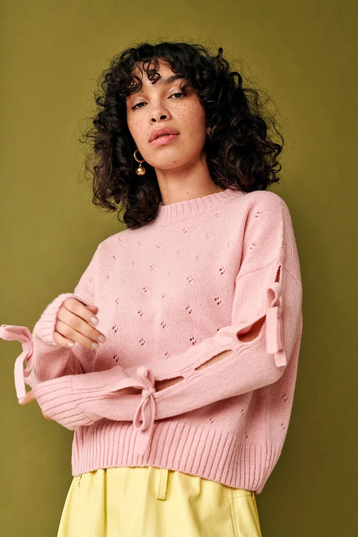 GiGi Knitwear - Light Pink Bow Sweater - Kalifornia Jean Bar