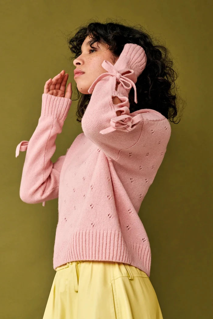 GiGi Knitwear - Light Pink Bow Sweater - Kalifornia Jean Bar