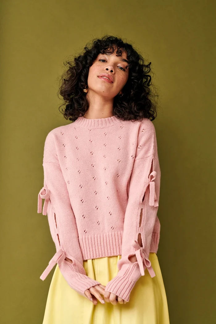 GiGi Knitwear - Light Pink Bow Sweater - Kalifornia Jean Bar