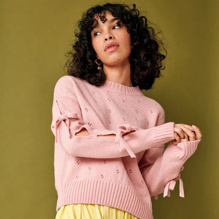 GiGi Knitwear - Light Pink Bow Sweater - Kalifornia Jean Bar