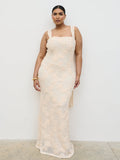 Gigou Crochet Floral Maxi Dress Curve - Cream