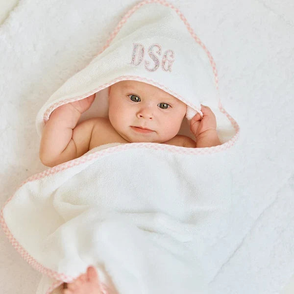 Gingham Hooded Baby Towel | Pink