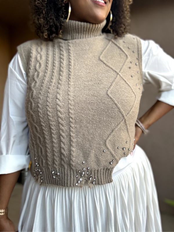 Glam Sweater Knit Turtleneck Vest image 2
