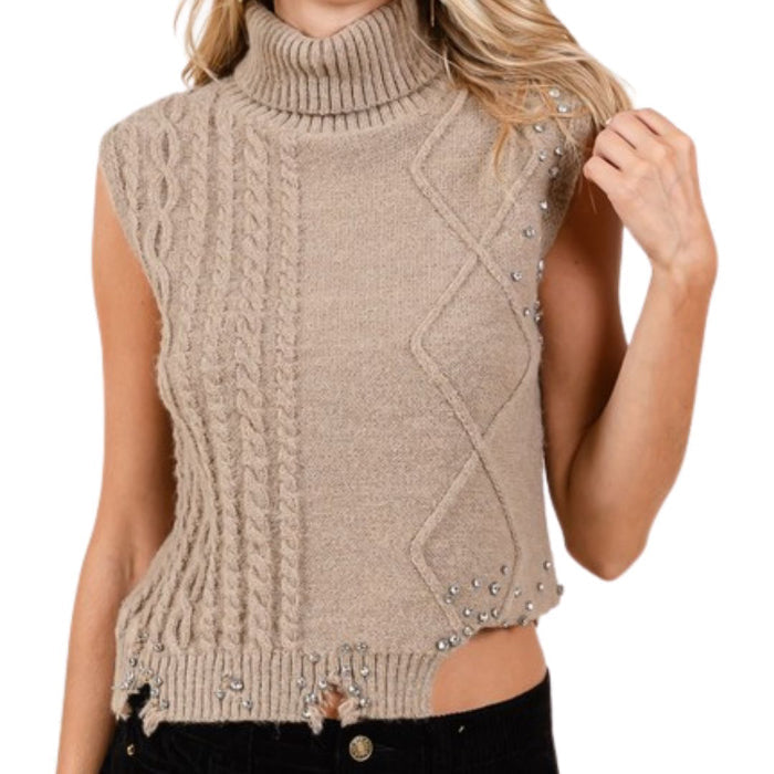 Glam Sweater Knit Turtleneck Vest image 3