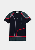 GmbH Patchwork T-Shirt With Piping Black Green-Red White