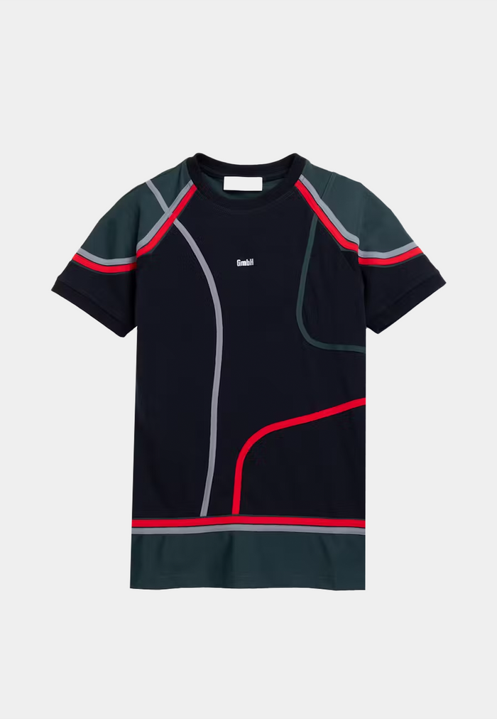 GmbH Patchwork T-Shirt With Piping Black Green-Red White