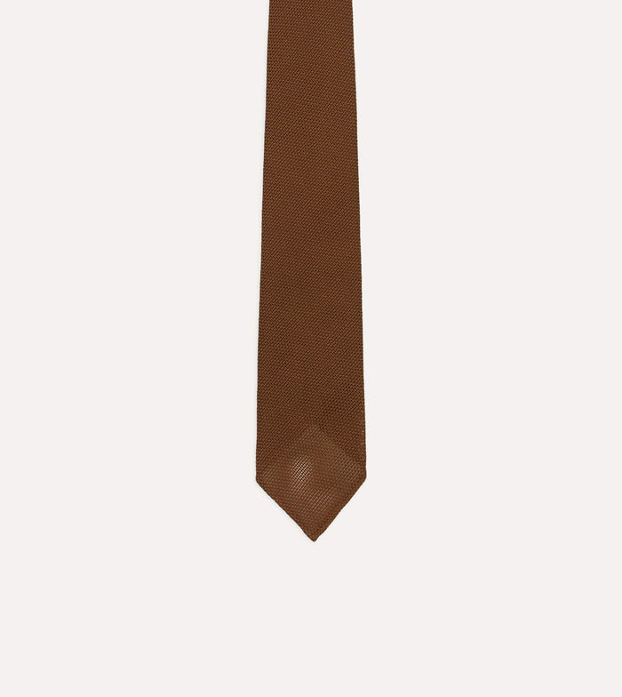 Gold Fine Woven Grenadine Silk Hand Rolled Tie