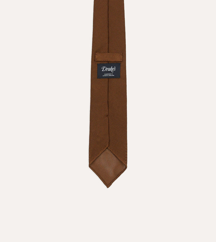 Gold Fine Woven Grenadine Silk Hand Rolled Tie