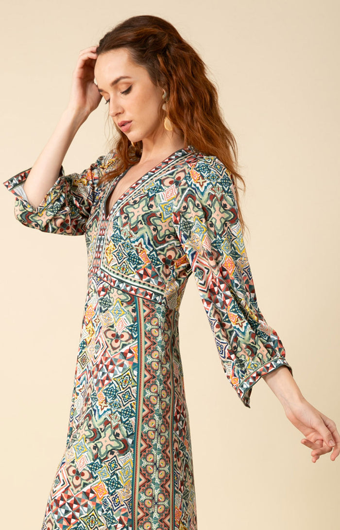 Gracelynn Jersey Dress Long, color_olive