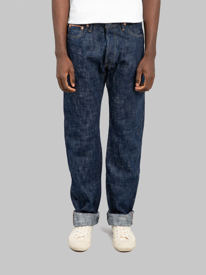 graph zero 24k8 15oz kase dyed green indigo slim straight  front fit