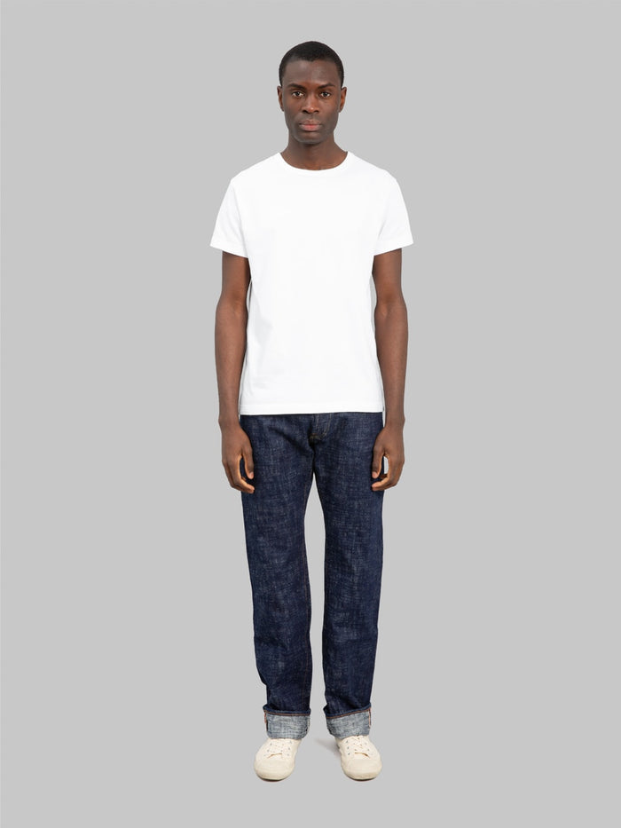 graph zero 24k7 15oz kase dyed indigo selvedge jeans front look
