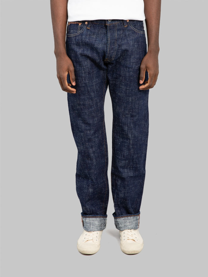 graph zero 24k7 15oz kase dyed indigo selvedge jeans front fit