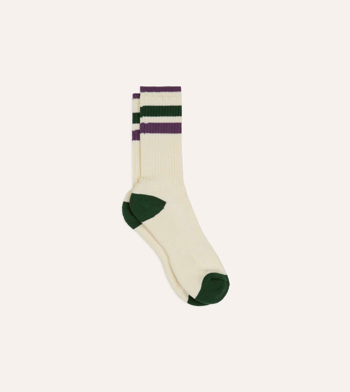 Green and Purple Striped Cotton Sport Socks