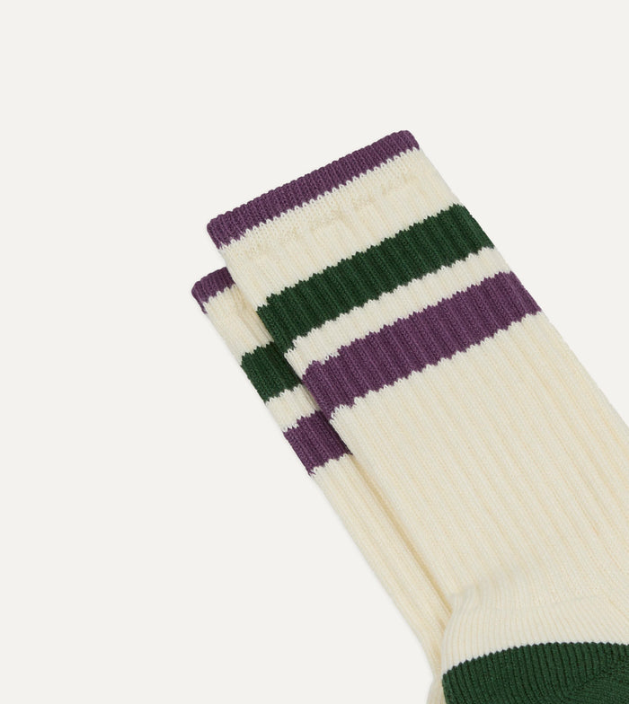 Green and Purple Striped Cotton Sport Socks