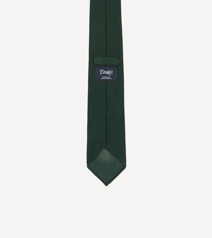 Green Fine Woven Grenadine Silk Hand Rolled Tie