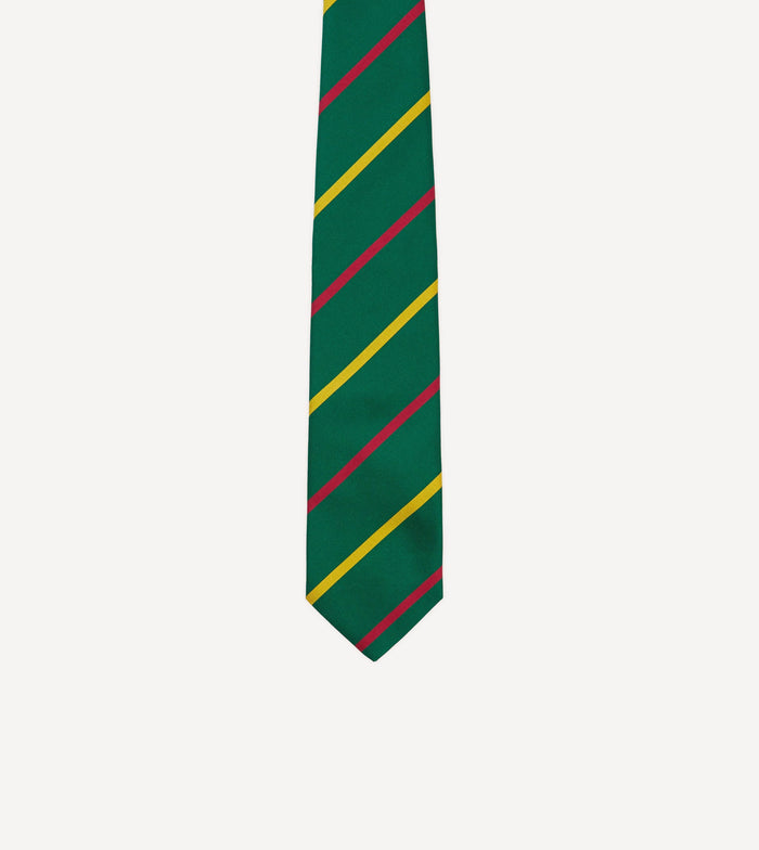 Green, Yellow and Pink Bar Stripe Mogador Silk Tipped Tie