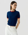 Guest in Residence - Airy Ringer Tee Navy Carmine - Kalifornia Jean Bar