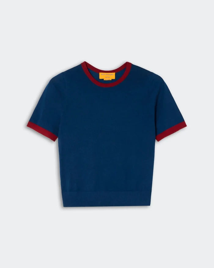 Guest in Residence - Airy Ringer Tee Navy Carmine - Kalifornia Jean Bar