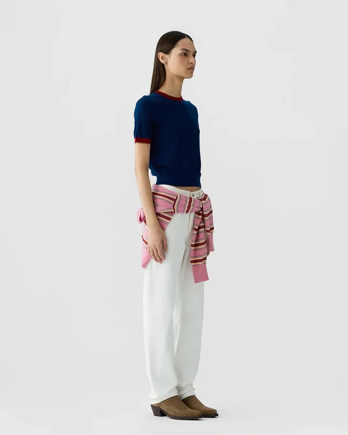 Guest in Residence - Airy Ringer Tee Navy Carmine - Kalifornia Jean Bar