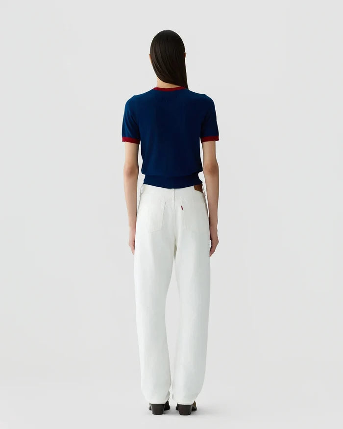 Guest in Residence - Airy Ringer Tee Navy Carmine - Kalifornia Jean Bar