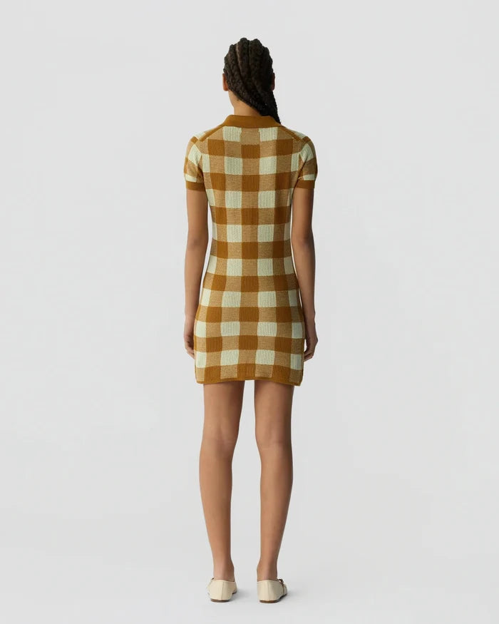 Guest In Residence - Gingham Polo Dress in Suede/Limewash - Kalifornia Jean Bar
