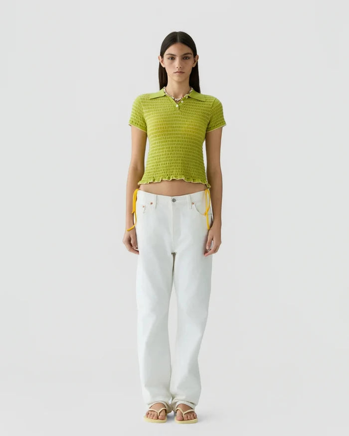 Guest in Residence - Smocked Shrunken Polo Evoo Butter - Kalifornia Jean Bar