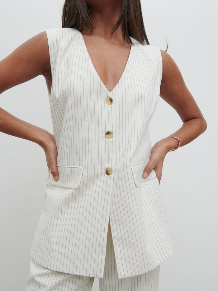 Sachi Is 5’7” & Wears Size UK 8|Harlee Waistcoat - Pinstripe